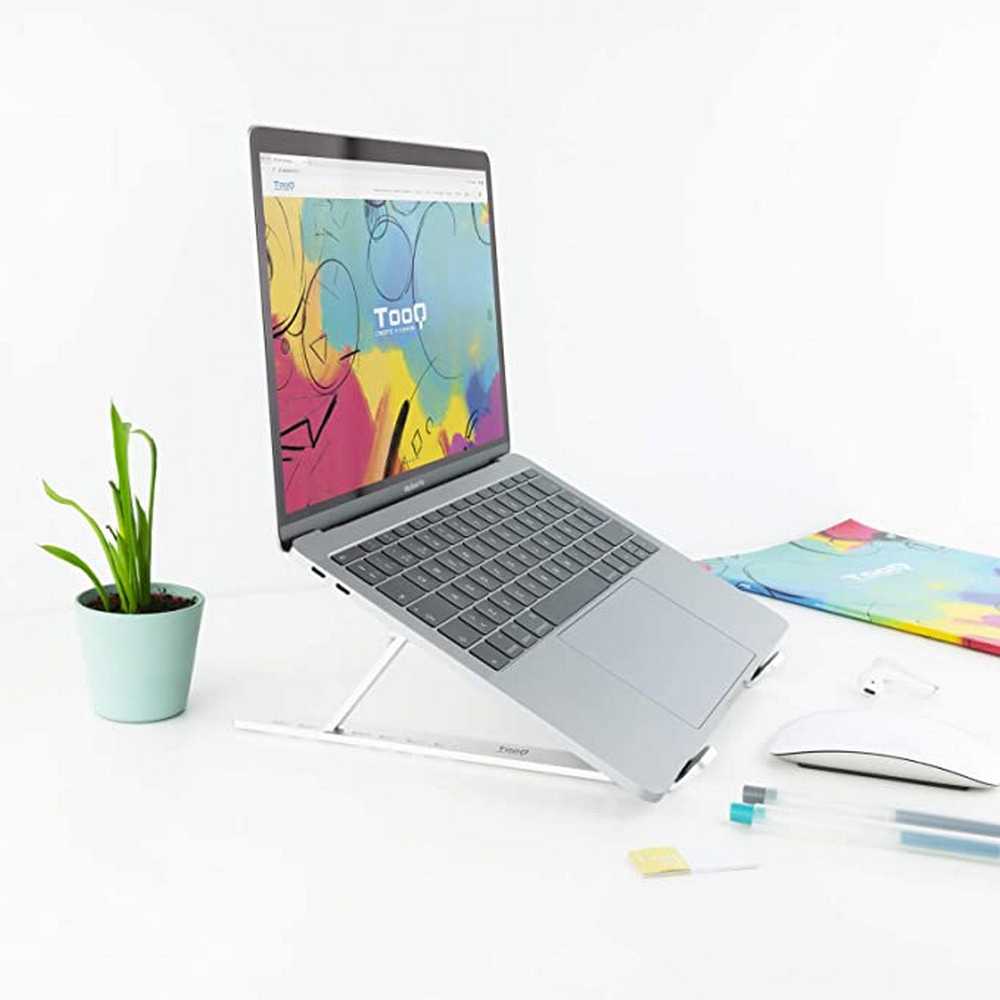 TOOQ Soporte Elevador para Portátiles, Tablets y Libros, Color Plata