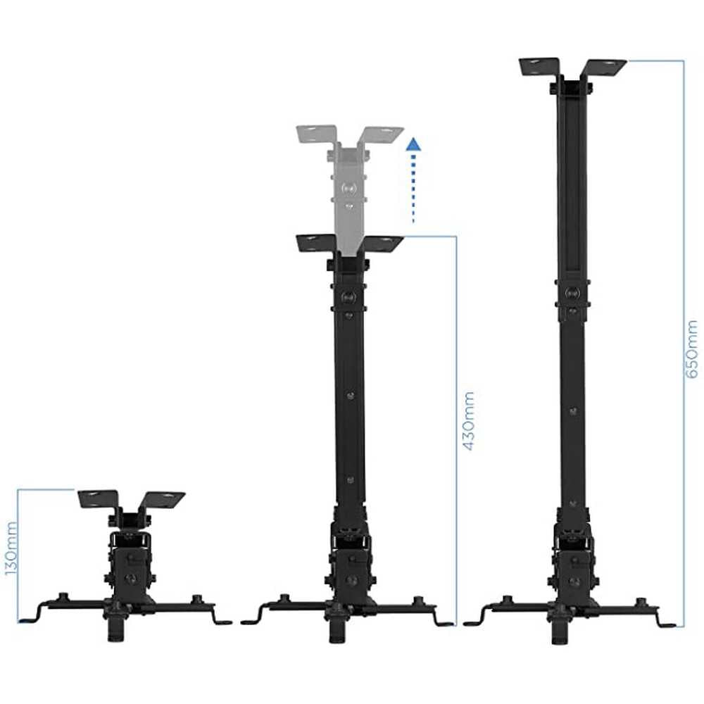 TooQ Soporte de Techo Regulable para Proyector (Hasta 20 kg de Peso)Color Negro