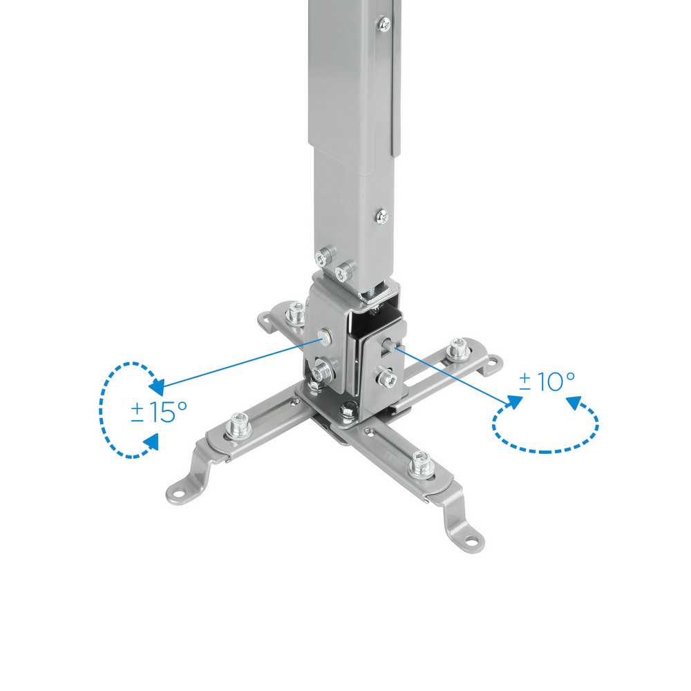 Soporte de Techo Inclinable para Proyector de hasta 20 Kg Ajustable entre 130 mm y 650 mm Color Plata