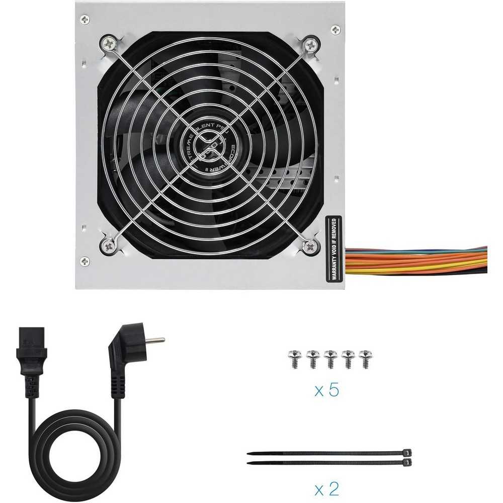 Fuente de Alimentación TooQ ATX 500W con PFC Pasivo, Ventilador silencioso de 120mm con control