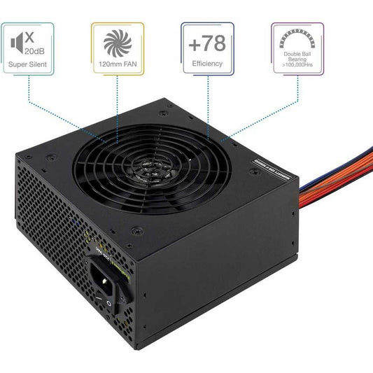 Fuente de Alimentación Ecopower II de 550W con PFC Pasivo, Ventilador silencioso de 120mm con control