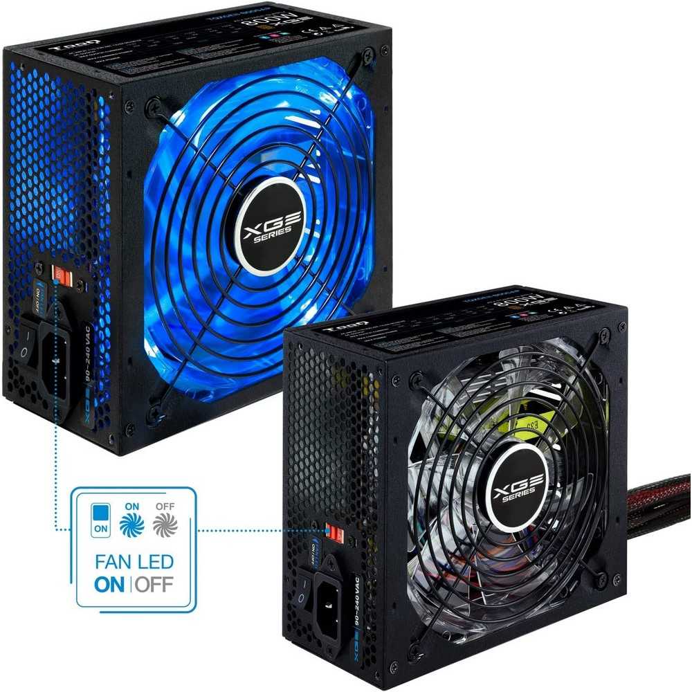 Fuente de alimentación Gaming (800W, PFC Activo, ATX 12V V2.31) Certificación 80 Plus Bronze, led