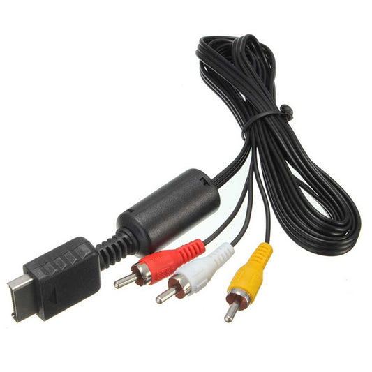 Cable de Repuesto AV TV Audio Video Compuesto 3 RCA Analógico 1.8 m Compatible con PS1 PSX PS2 PS3 Negro Imagen Sonido