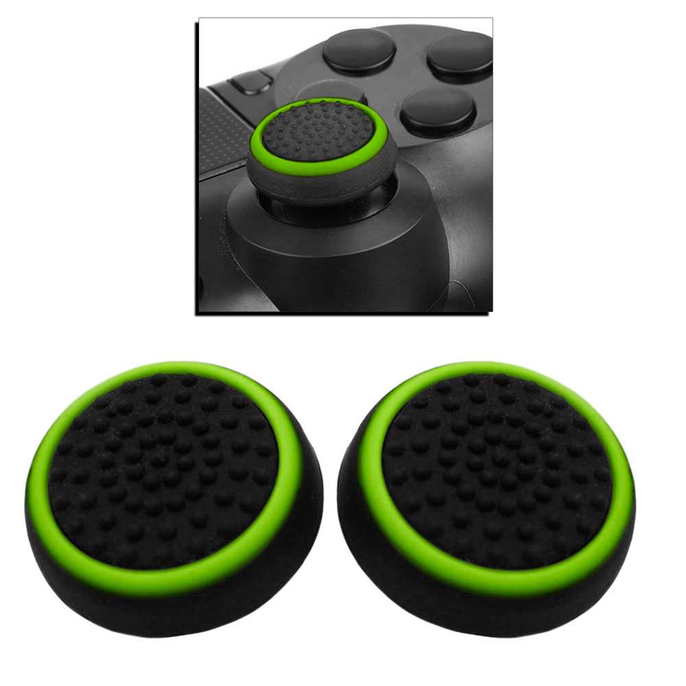 2x Funda de Goma Verde Compatible con Joystick Mando PS5 / PS4/FAT/Slim/Pro Xbox One Eje L3 R3 Gomas