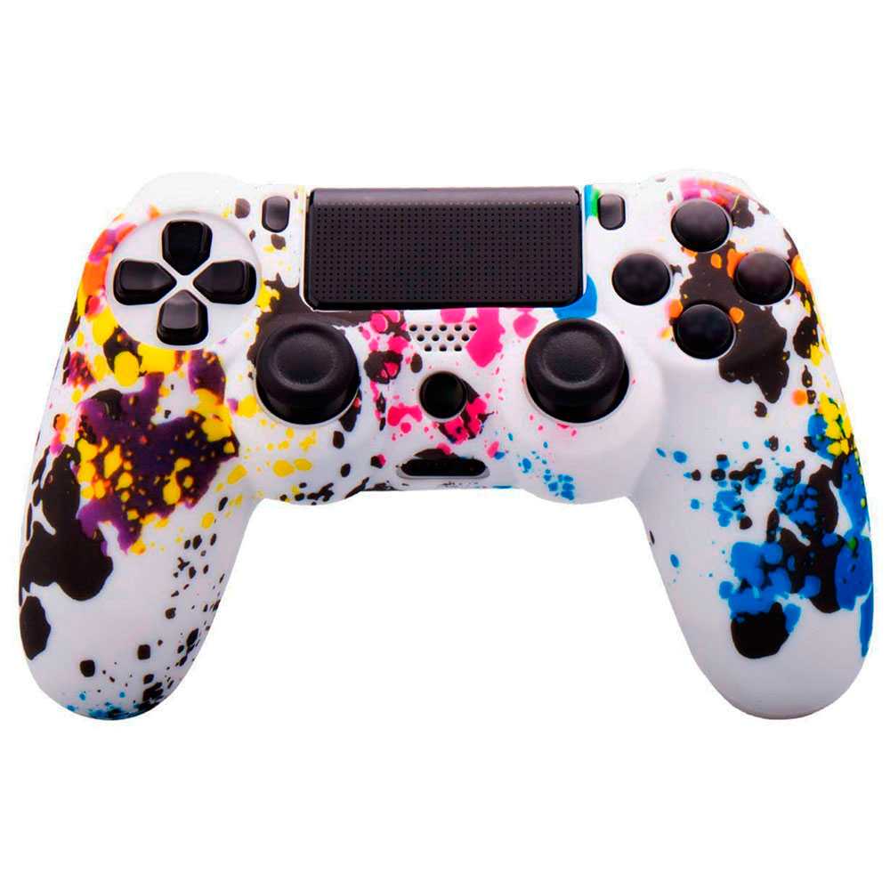 Funda de Silicona Compatible Con Mando PS4/Slim/PRO Manchas Pintura Carcasa Anti Caídas Golpes Goma Flexible Suave