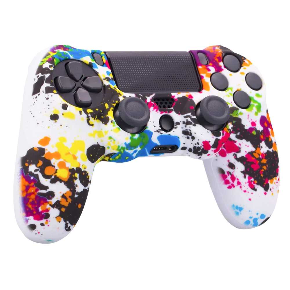 Funda de Silicona Compatible Con Mando PS4/Slim/PRO Manchas Pintura Carcasa Anti Caídas Golpes Goma Flexible Suave