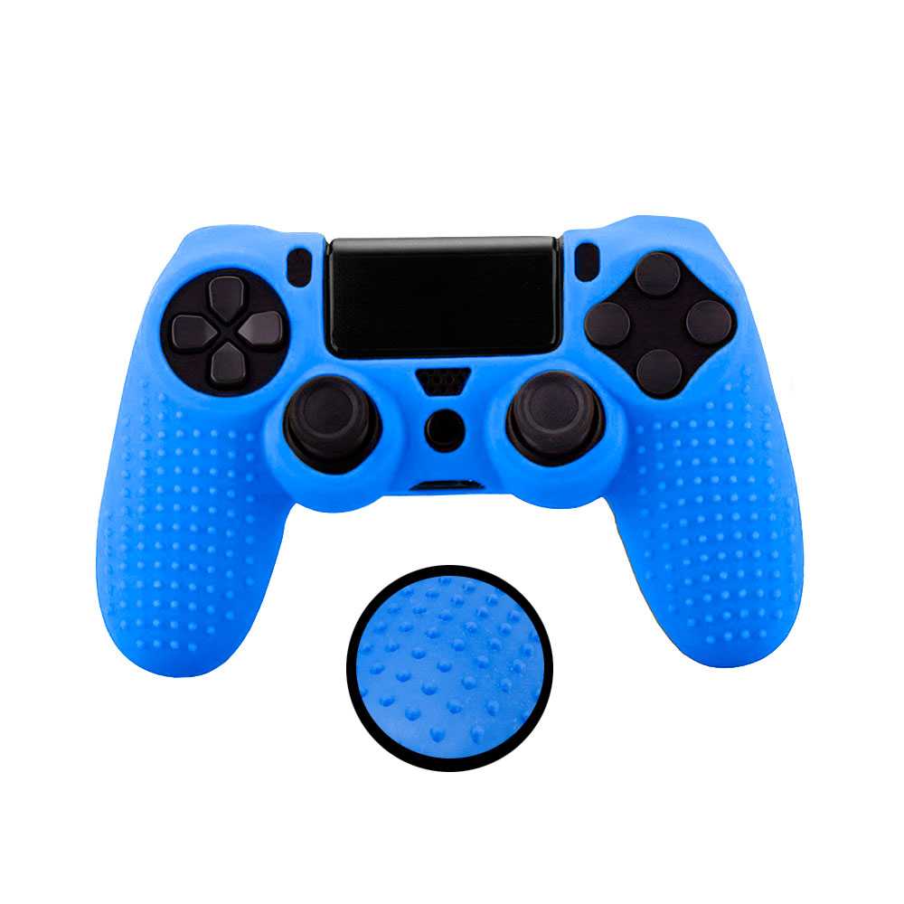 Funda de Silicona Compatible Con Mando PS4/Slim/PRO Azul Carcasa Cubierta Anti Caídas Golpes Goma Flexible Suave