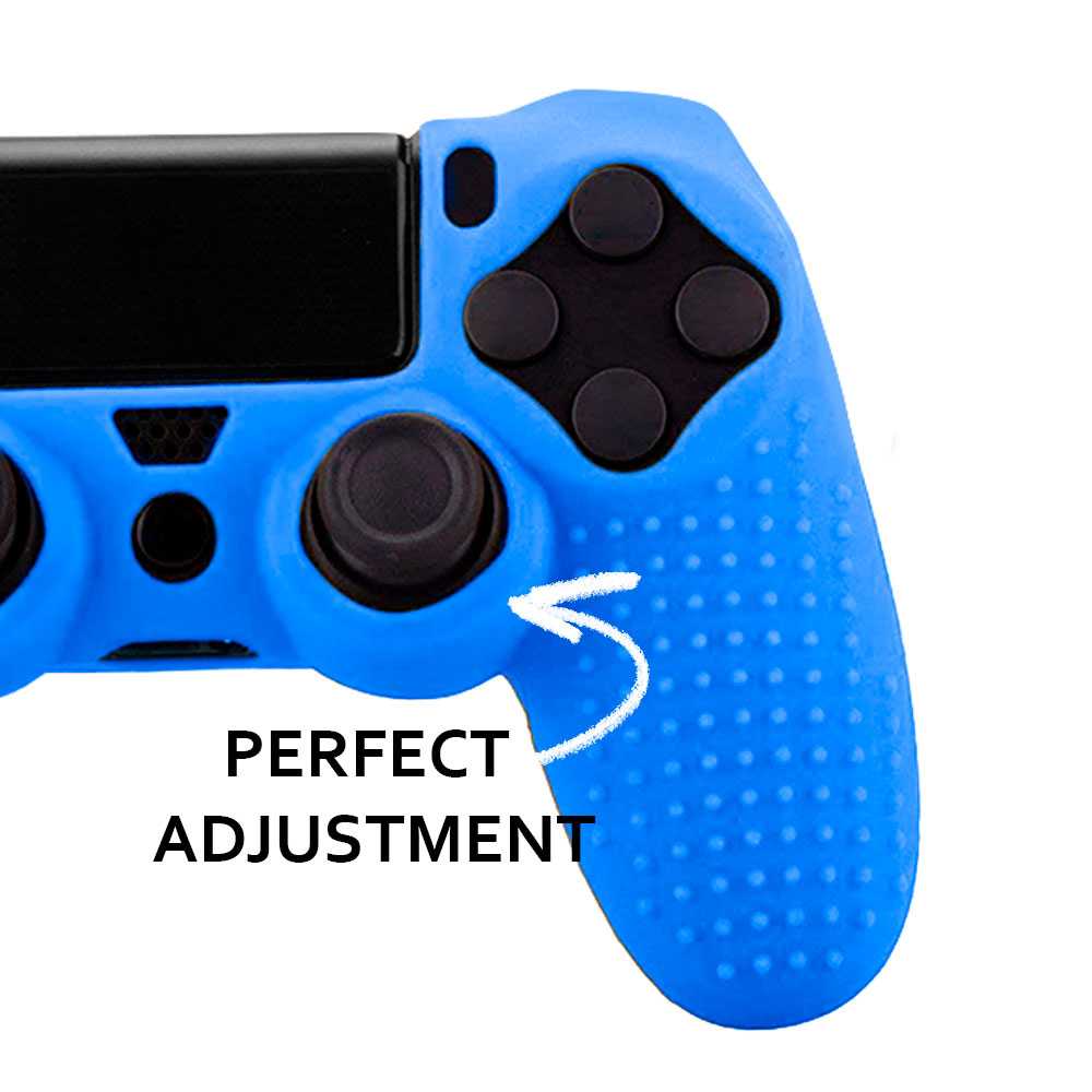 Funda de Silicona Compatible Con Mando PS4/Slim/PRO Azul Carcasa Cubierta Anti Caídas Golpes Goma Flexible Suave