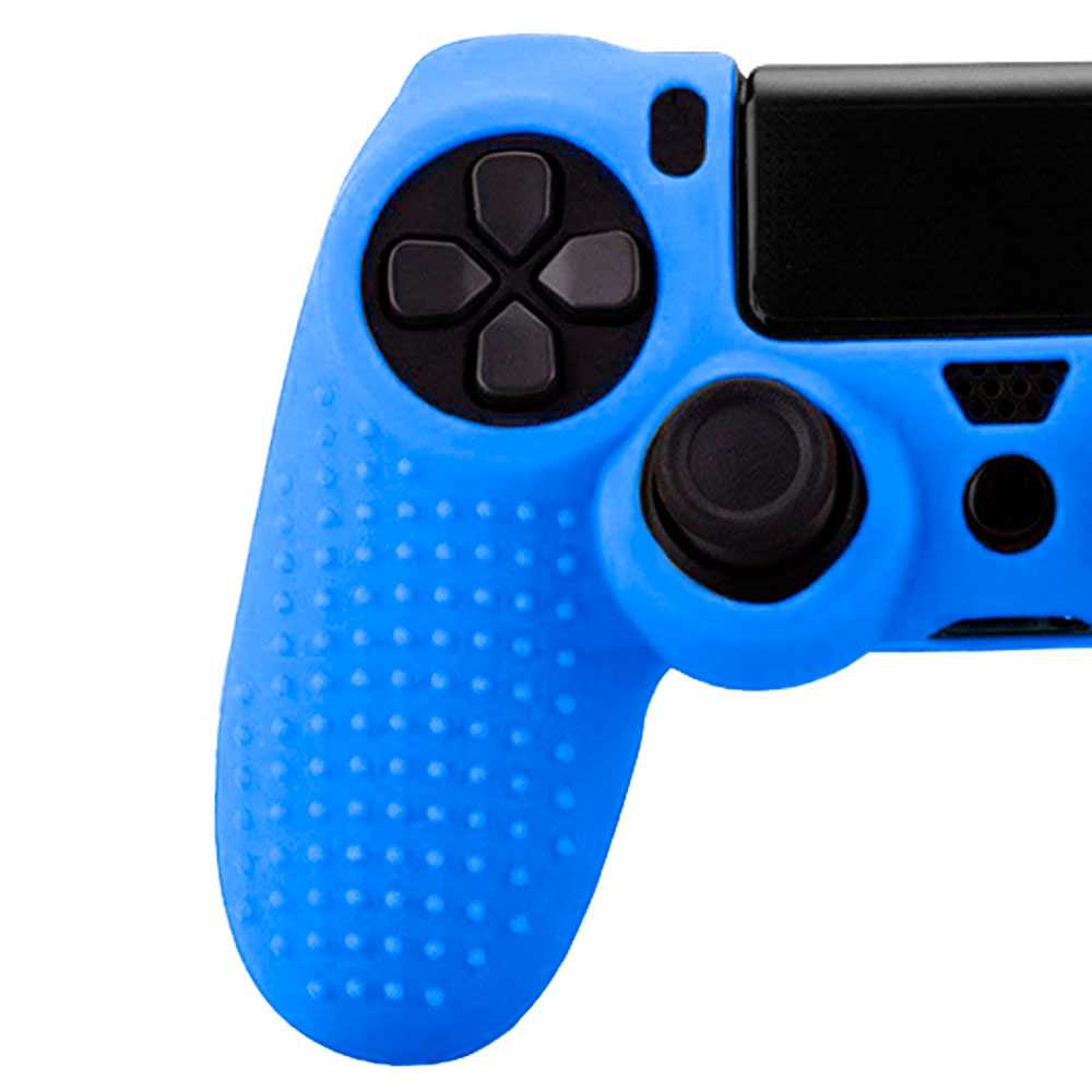 Funda de Silicona Compatible Con Mando PS4/Slim/PRO Azul Carcasa Cubierta Anti Caídas Golpes Goma Flexible Suave