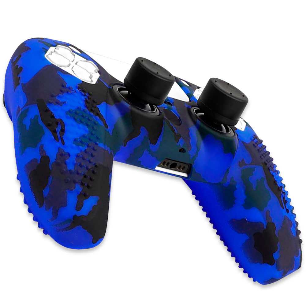 Funda de Silicona Compatible Con Mando PS5 Camuflaje Azul GF40126 Carcasa Anti Caídas Golpes Goma Flexible Suave Camo