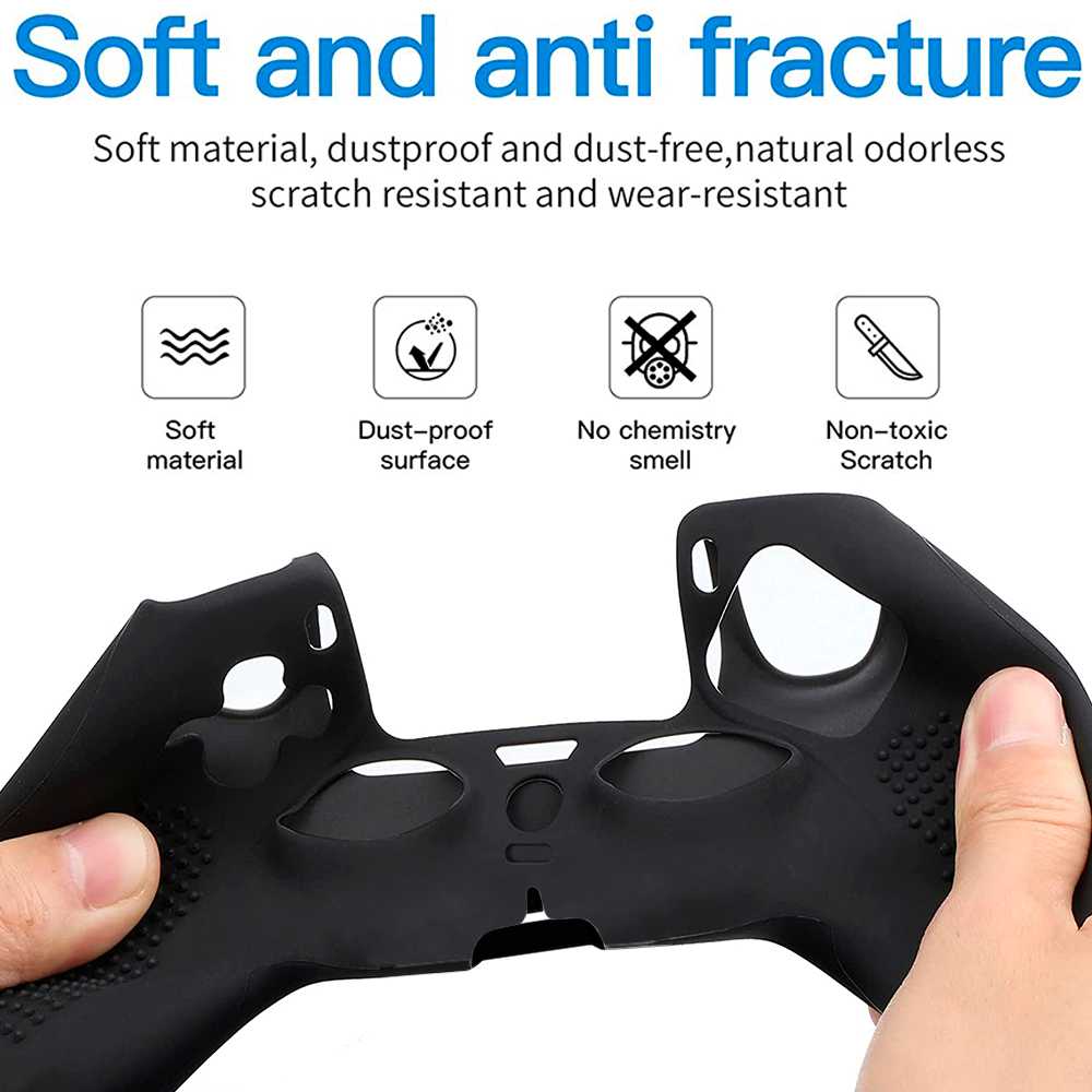 Funda de Silicona Compatible Con Mando PS5 Negra GF40128 Carcasa Anti Caídas Golpes Goma Flexible Cubierta Estuche