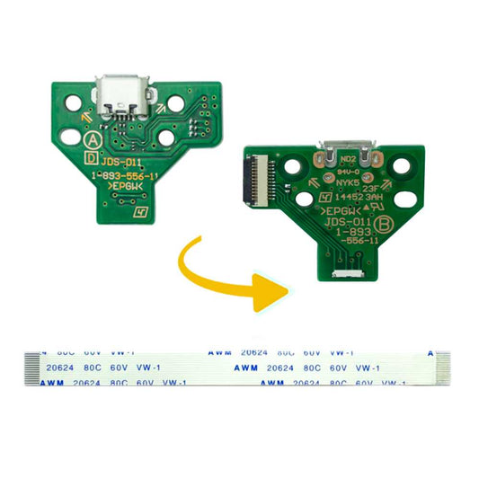 Placa de Carga Micro-USB para Mando Gamepad Compatible con PS4 JDS-011+Cable flex