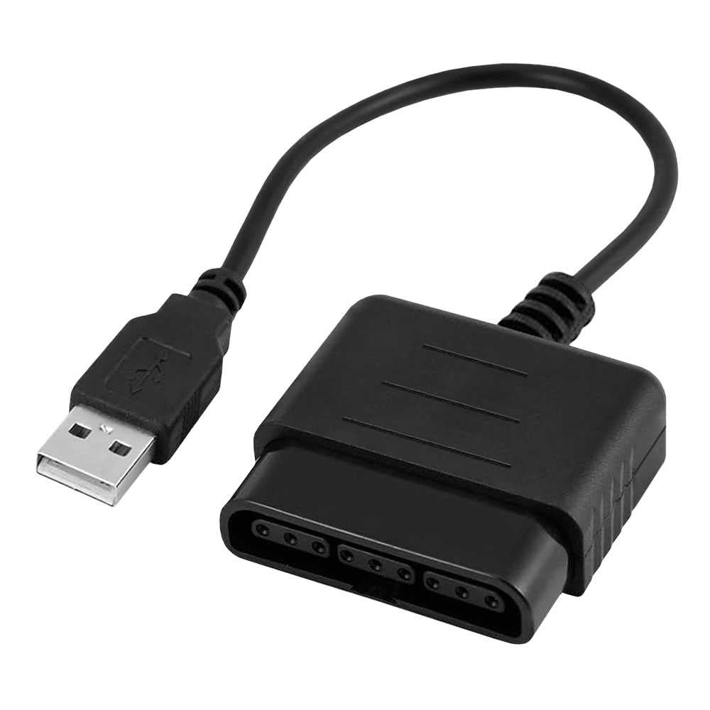 Cable Adaptador USB Convertidor Negro Compatible con Mandos de PS1 PS2 a PC PS3