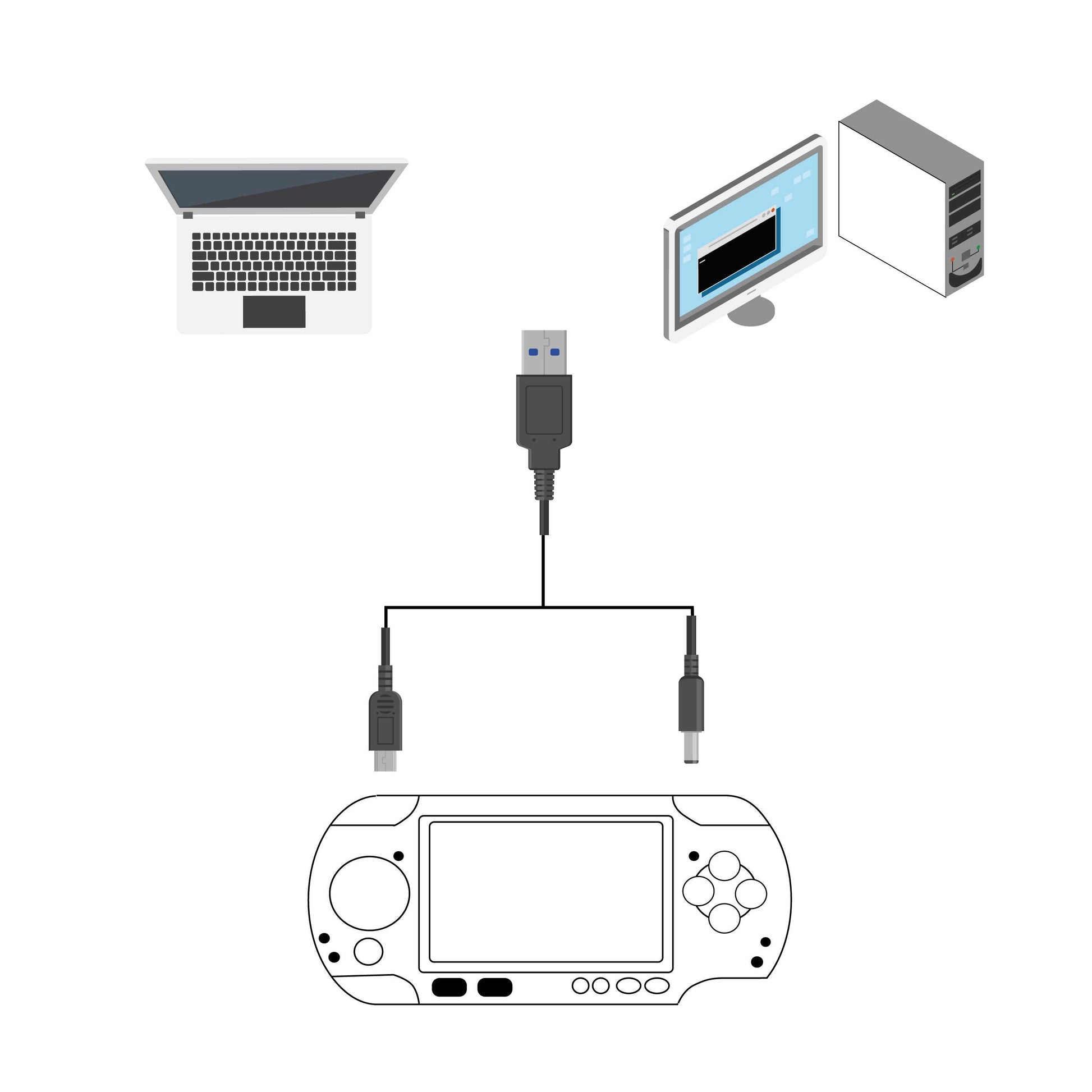 Cable Carga y Datos compatible con consola Sony PSP 1000 2000 3000 Negro