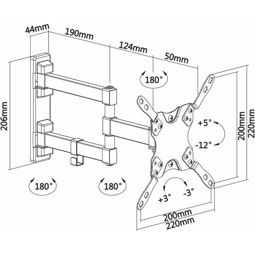 Soporte de pared para TV de 13'-27', giratorio e inclinable, VESA 200x200mm