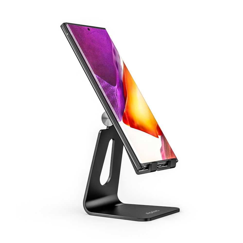 Soporte TAMAÑO M DE SOBREMESA Ajustable (1 PIVOTE) para TELEFONO/Tablet, Negro