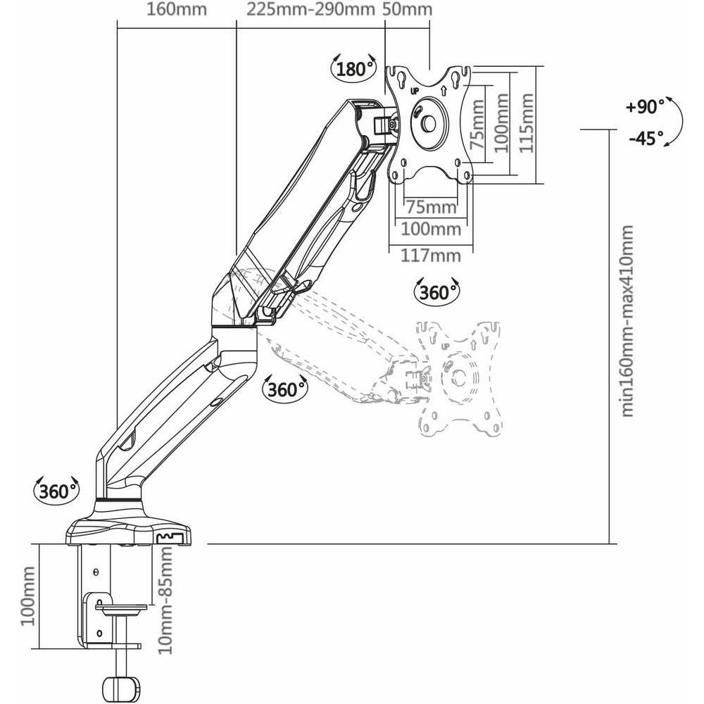 AISENS Soporte de Mesa para Monitor DE 13'-27', Color Negro
