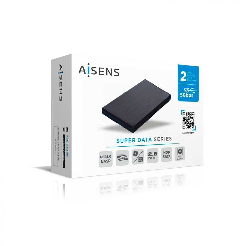 Caja Externa 2,5″ Discos Duros 9,5mm SATA I, II y III a USB 3.0/USB 3.1 GEN1, Aluminio, indicador LED,Negra
