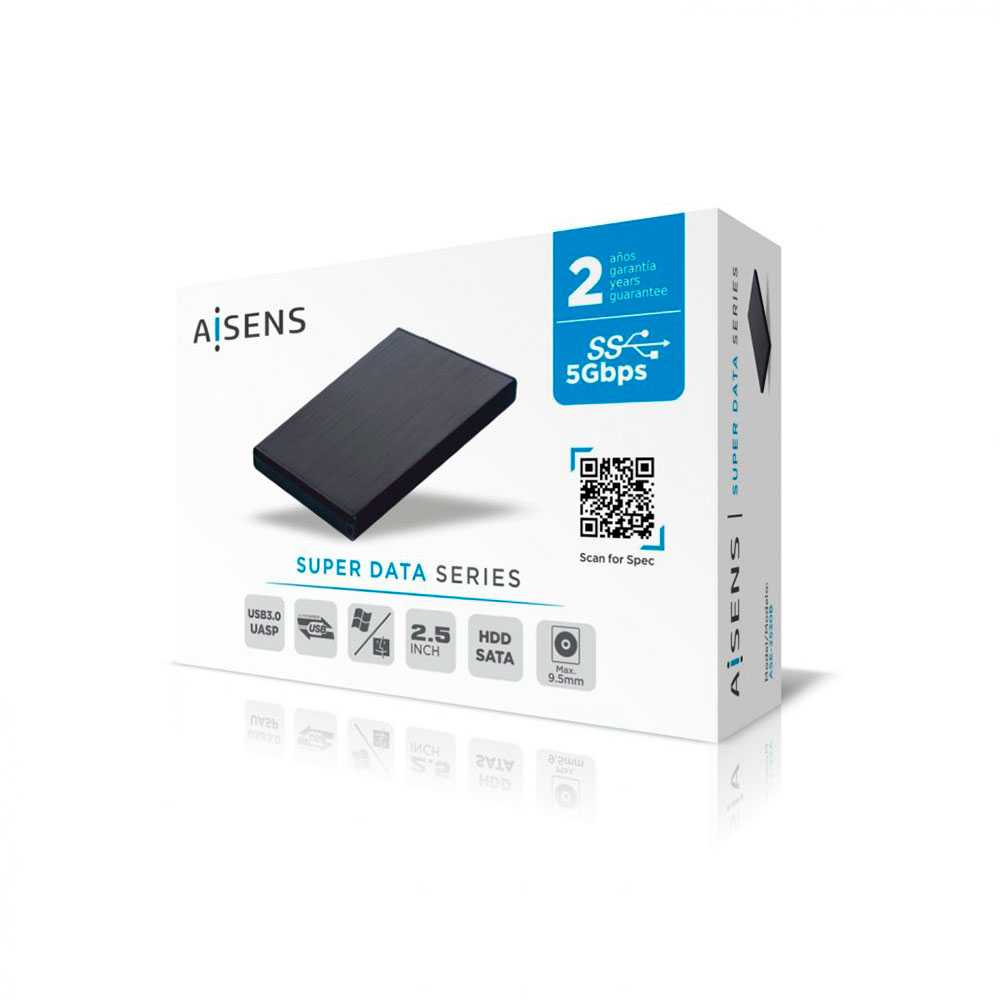 Caja Externa 2,5″ Discos Duros 9,5mm SATA I, II y III a USB 3.0/USB 3.1 GEN1, Aluminio, indicador LED,Negra