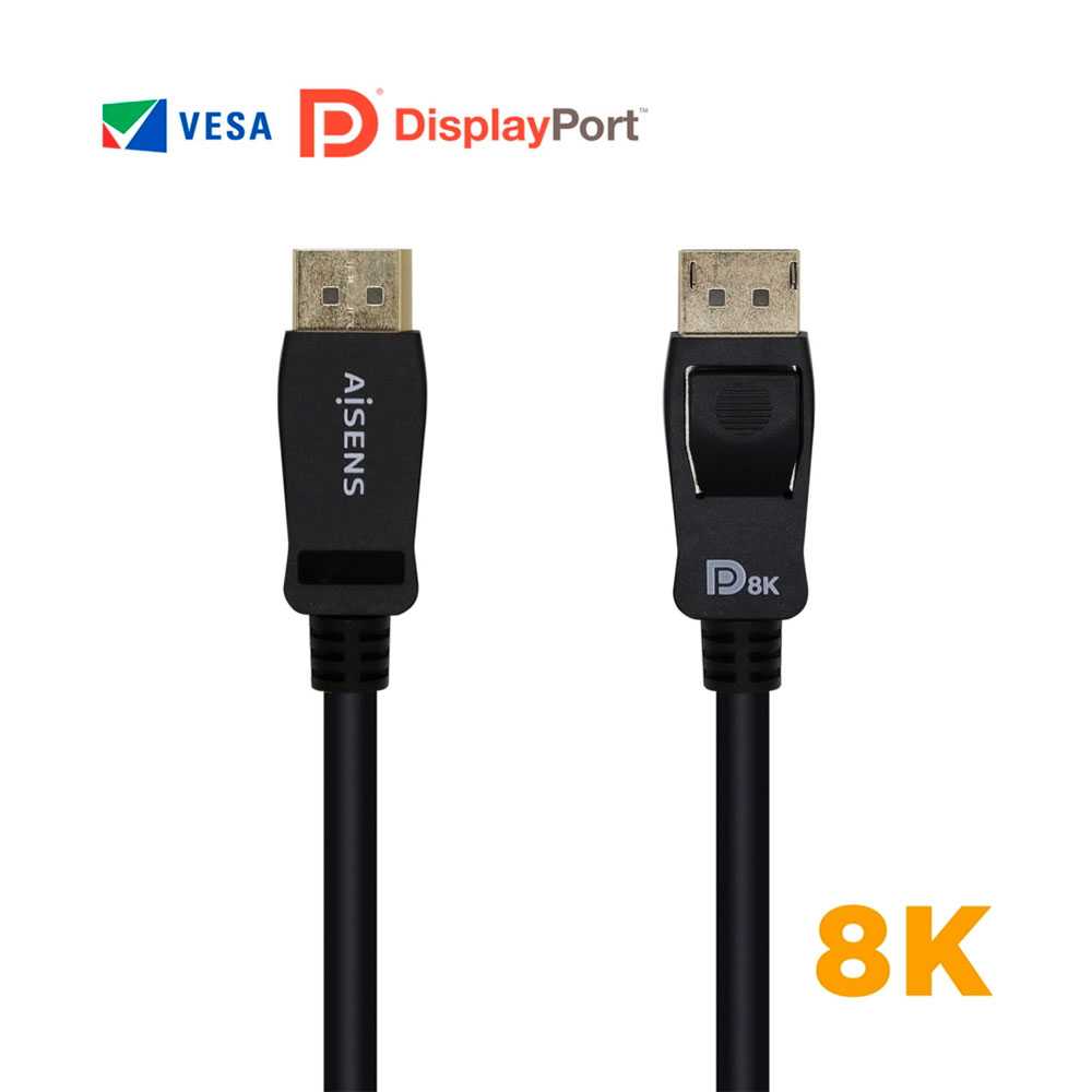 Cable DISPLAYPORT Certificado V1.4 8K@60Hz, DP/M-DP/M, negro, 2.0m