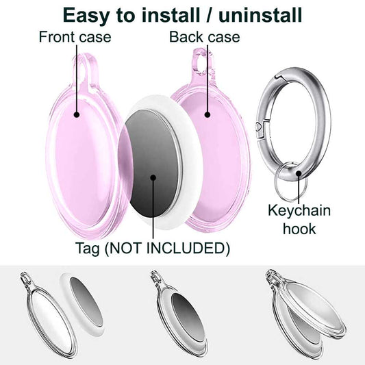Funda Protectora TPU Flexible Llavero Antigolpes 360 Compatible con AirTag Rosa Cubierta Antiperdida Sumergible