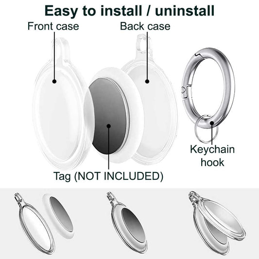 Funda Protectora TPU Flexible Llavero Antigolpes 360 Compatible con AirTag Transparente Cubierta Antiperdida Sumergible