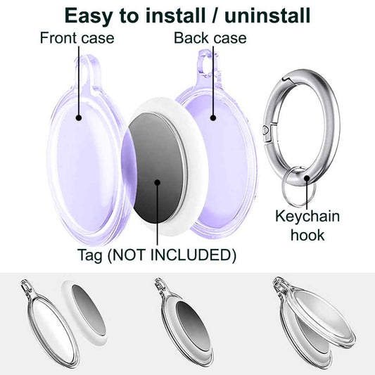 Funda Protectora TPU Flexible Llavero Antigolpes 360 Compatible con AirTag Violeta Cubierta Antiperdida Sumergible