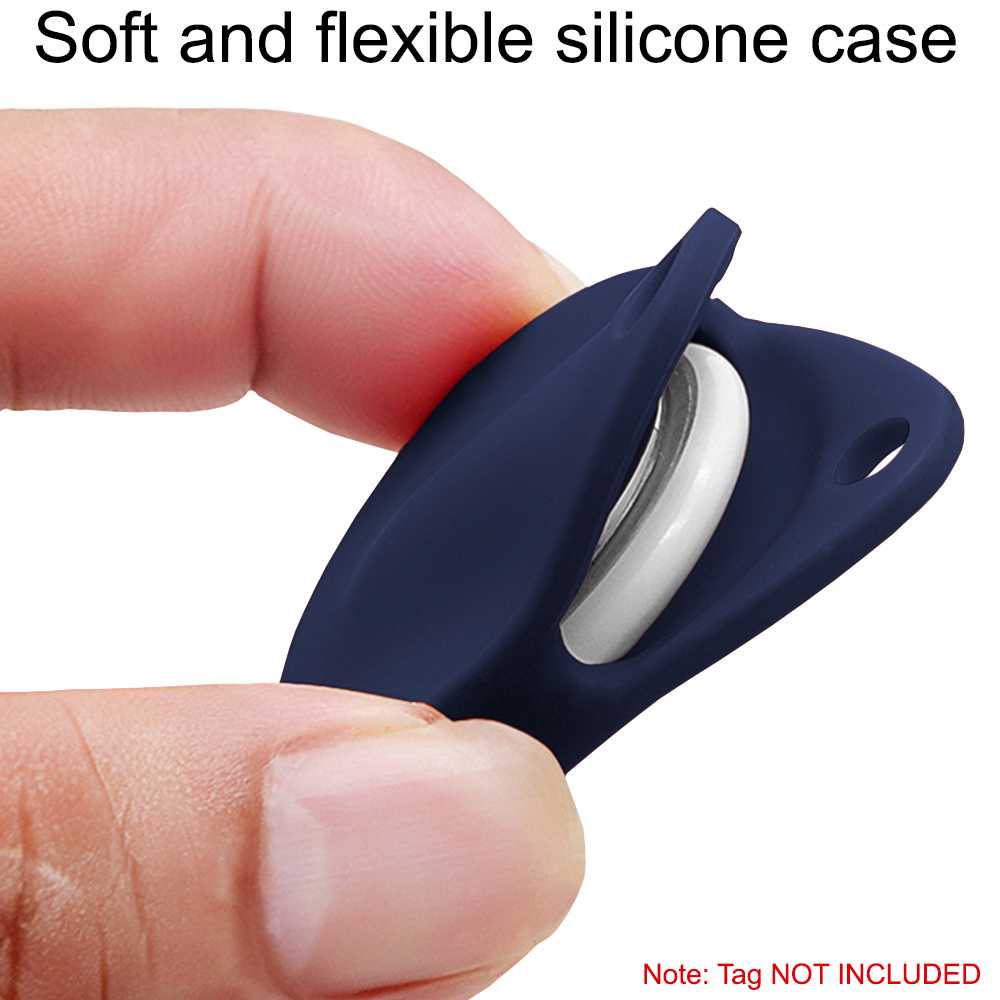 Funda Protectora de Silicona Suave Elástica Blanda Llavero Compatible con AirTag Azul Oscuro Cubierta Goma Flexible