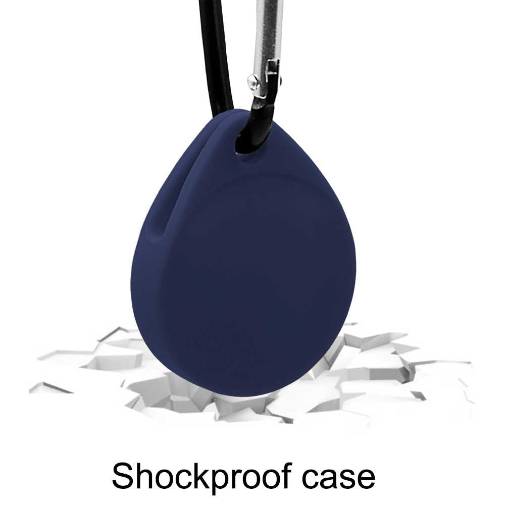 Funda Protectora de Silicona Suave Elástica Blanda Llavero Compatible con AirTag Azul Oscuro Cubierta Goma Flexible