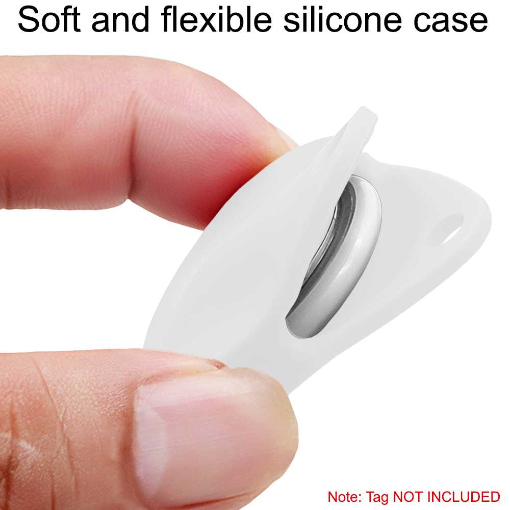 Funda Protectora de Silicona Suave Elástica Blanda Llavero Compatible con AirTag Blanco Cubierta Goma Gel Flexible