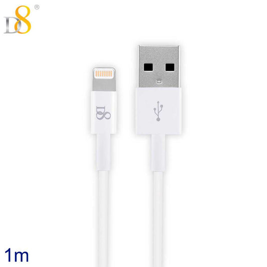 D8 Cable 1m USB Tipo A Lightning Carga+Datos Certificado MFi Blanco Compatible con iPhone 14 14 Pro 13 12 11 X iPad Pro PSC-0599