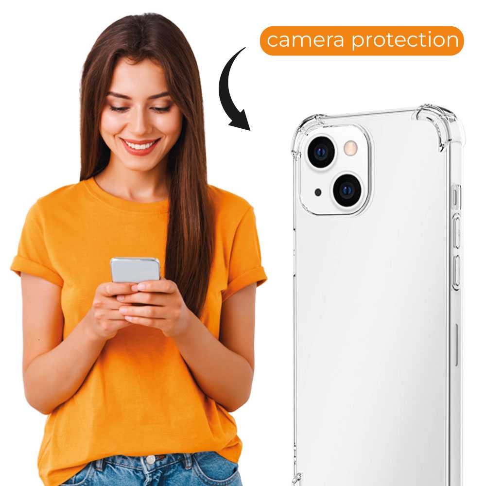 Funda de TPU Compatible con iPhone 13 Mini, Carcasa Flexible con Esquinas Reforzadas Antigolpes, Protección en Cámaras, Silicona Transparente