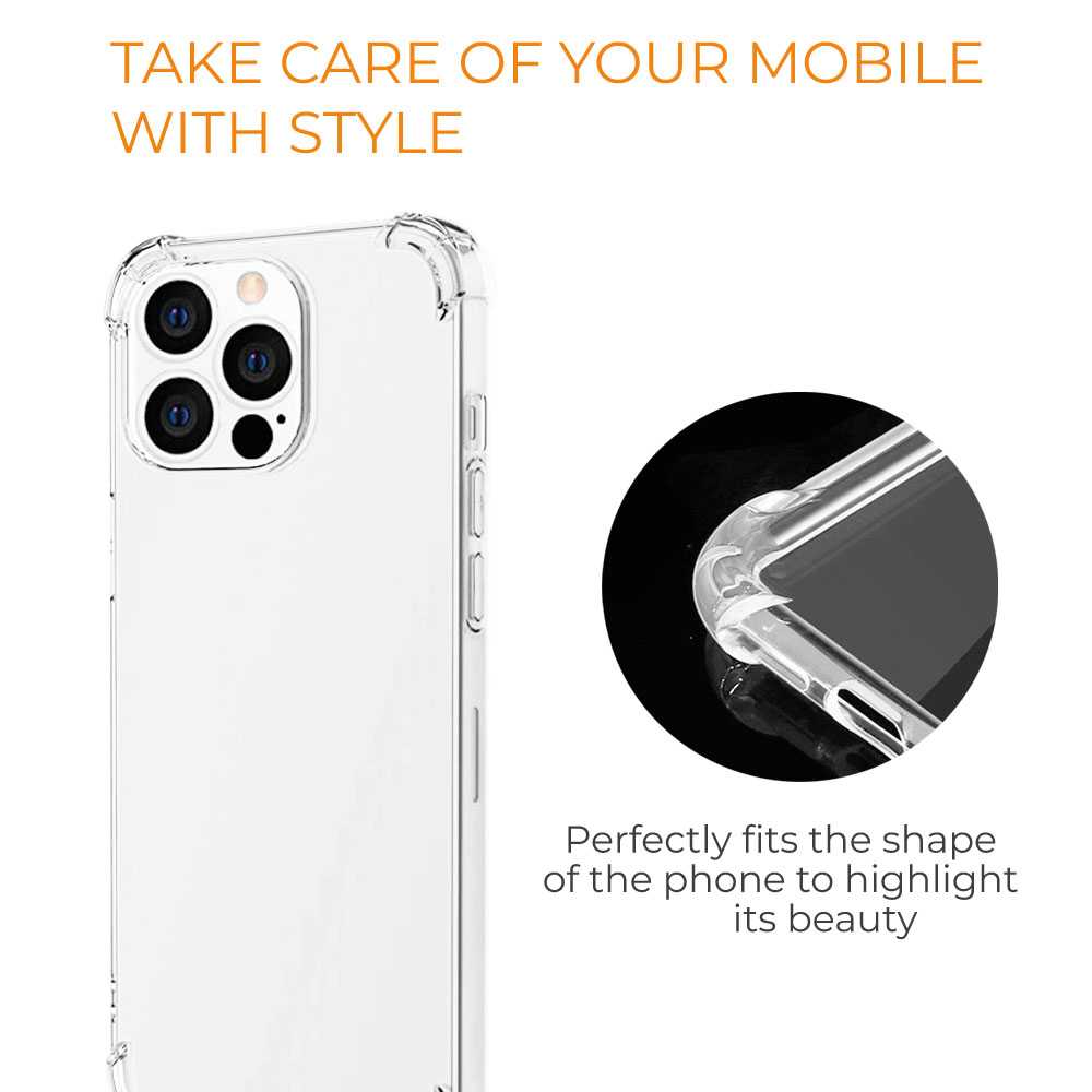 Funda de TPU para iPhone 13 Pro Max, Carcasa Flexible con Esquinas Reforzadas Antigolpes, Protección en Cámaras, Silicona Transparente