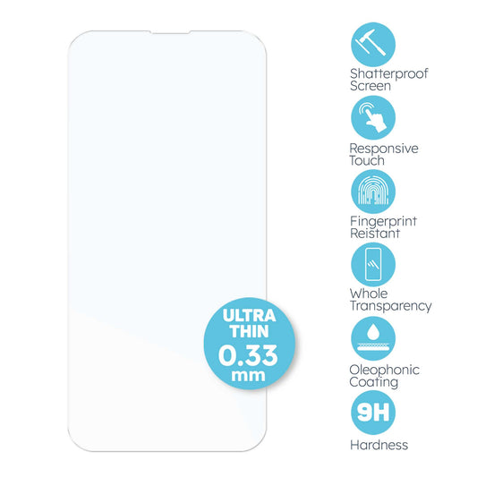 Protector de Pantalla Cristal Templado Premium Compatible con iPhone 14, Vidrio 9H 2.5D Anti Golpes Arañazos 0.3mm