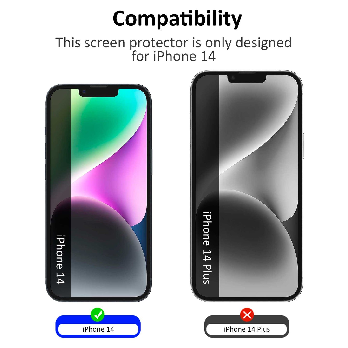 Protector de Pantalla Cristal Templado Premium Compatible con iPhone 14, Vidrio 9H 2.5D Anti Golpes Arañazos 0.3mm