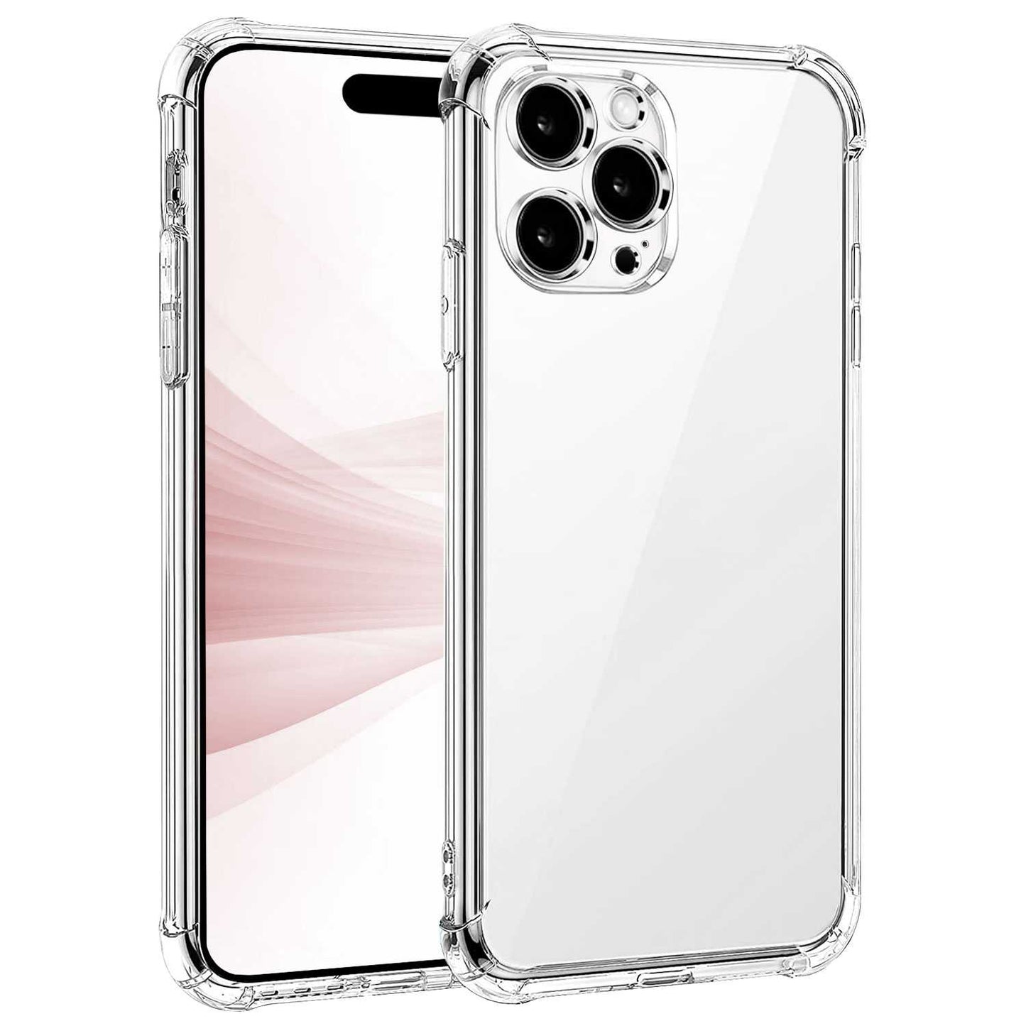 Funda de TPU para iPhone 15 Pro Max, Carcasa Flexible con Esquinas Reforzadas Antigolpes, Protección en Cámaras, Silicona Transparente