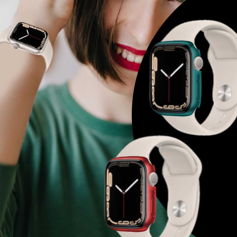 Funda Protectora con Cristal Templado Compatible con Relojes Inteligentes Apple Watch 7 (45mm) Rosa Oro