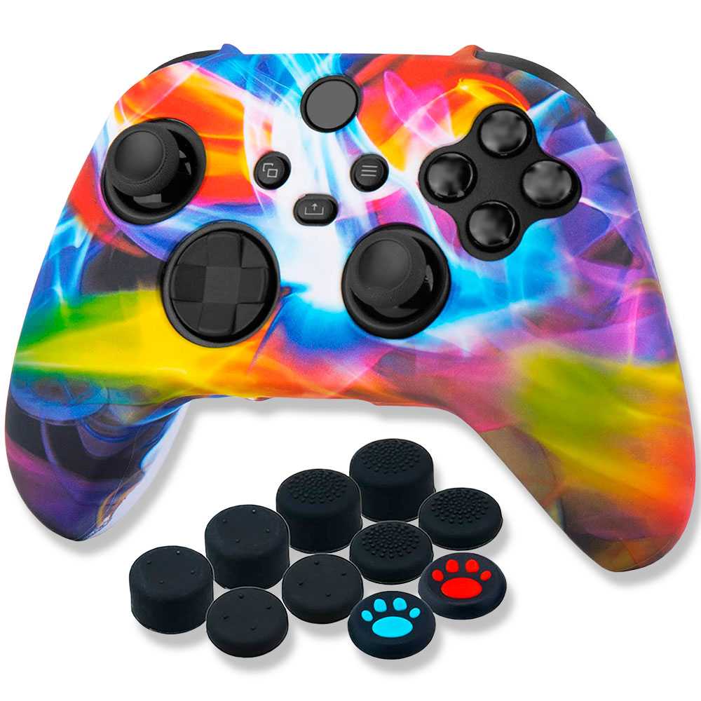 Funda de Silicona Compatible Con Mando Xbox X/S Multicolor Water transfer Skin Carcasa Anti Caídas Goma Suave Estuche