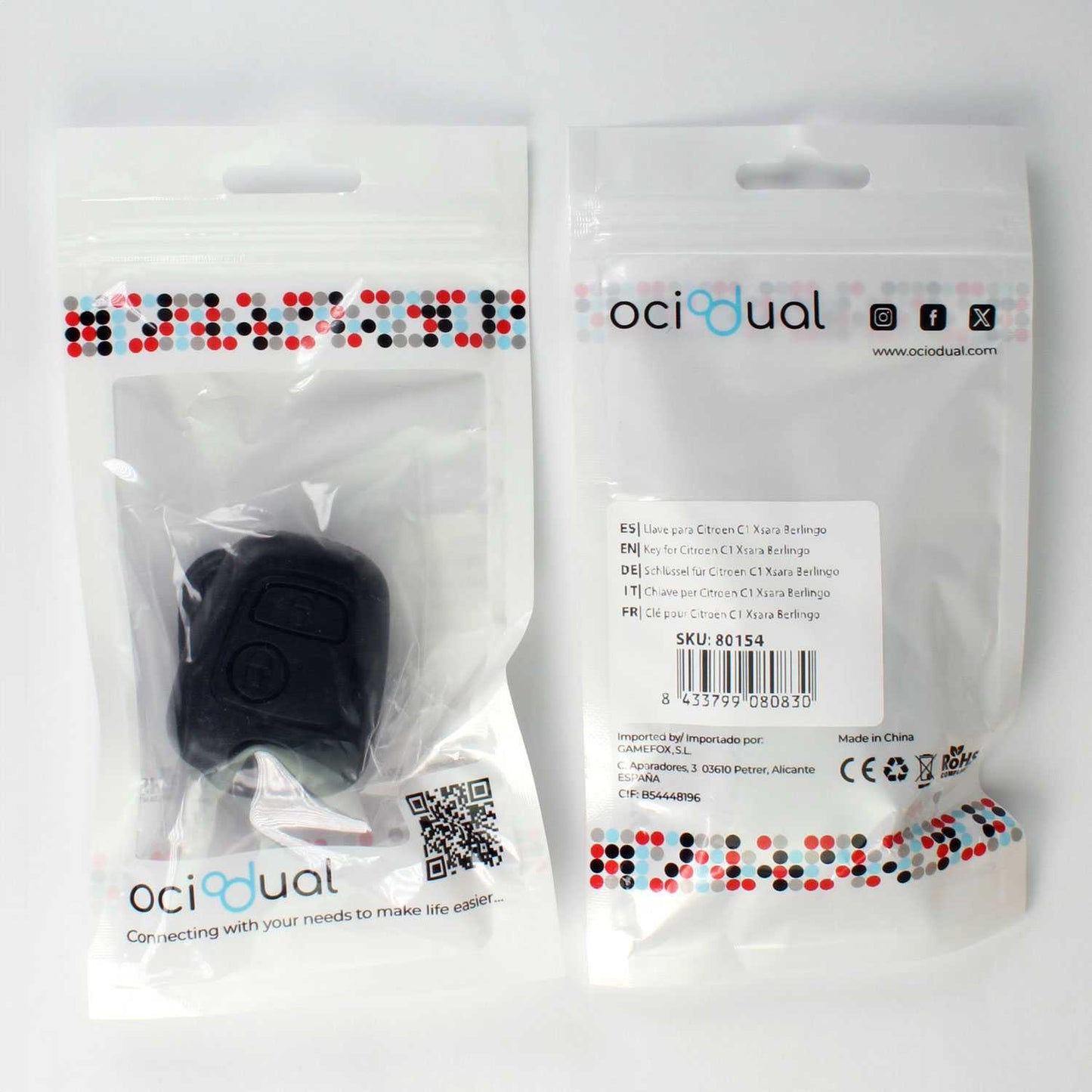 Carcasa de Recambio Llave sin Espadin Compatible con Citroen C1 C2 C3 C5 Xsara Saxo Berlingo Picasso Negro 2 Botones