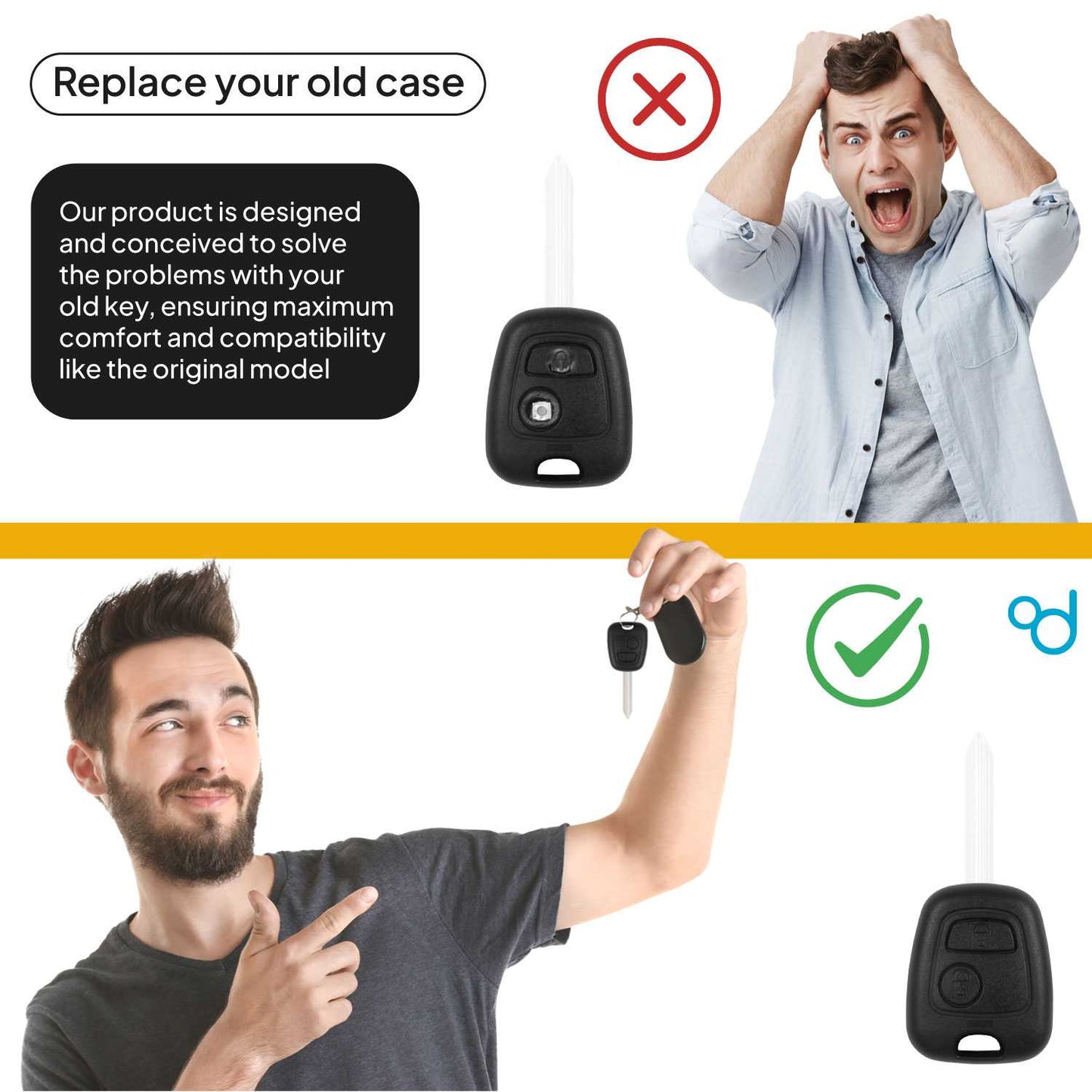 Funda de Remplazo ABS Sin Logo ni Llave Espadin Key Compatible con Peugeot 307 406 Carcasa Rígida Mando a Distancia