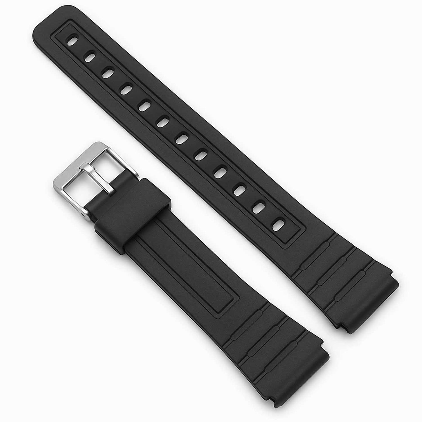 Repuesto Correa de Silicona Pasadores Metal Compatible con Reloj Casio F91W F-91W Negro Recambio Resina Resortes