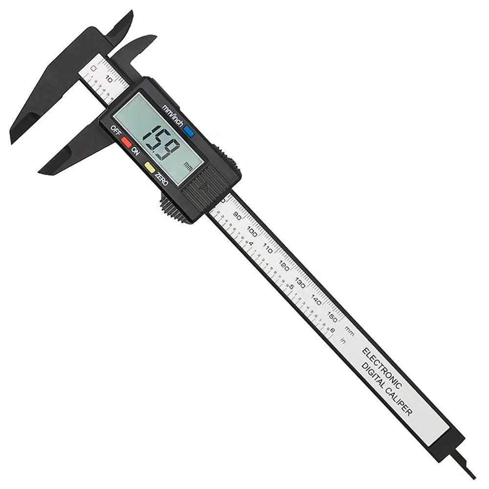 Calibre Digital 150mm Medida de Exterior Diámetro Interior Calibrador Electrónico Pie Rey Precisión con Pantalla Negro