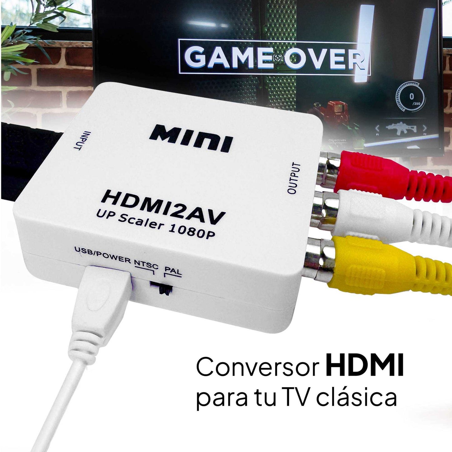 Convertidor de Señal HDMI Digital a AV RCA Analógica Transformador Adaptador Conversor Audio Video con Escalador