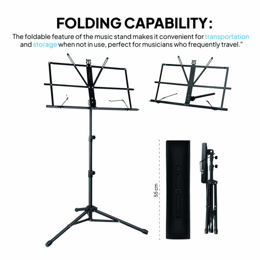 Atril Musica, Tripode, Atril Partituras, Soporte Portatil, Atril Plegable con Bolsa de Transporte, Orquesta, Faristol