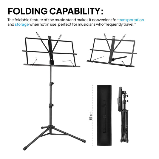 Atril Musica, Tripode, Atril Partituras, Soporte Portatil, Atril Plegable con Bolsa de Transporte, Orquesta, Faristol
