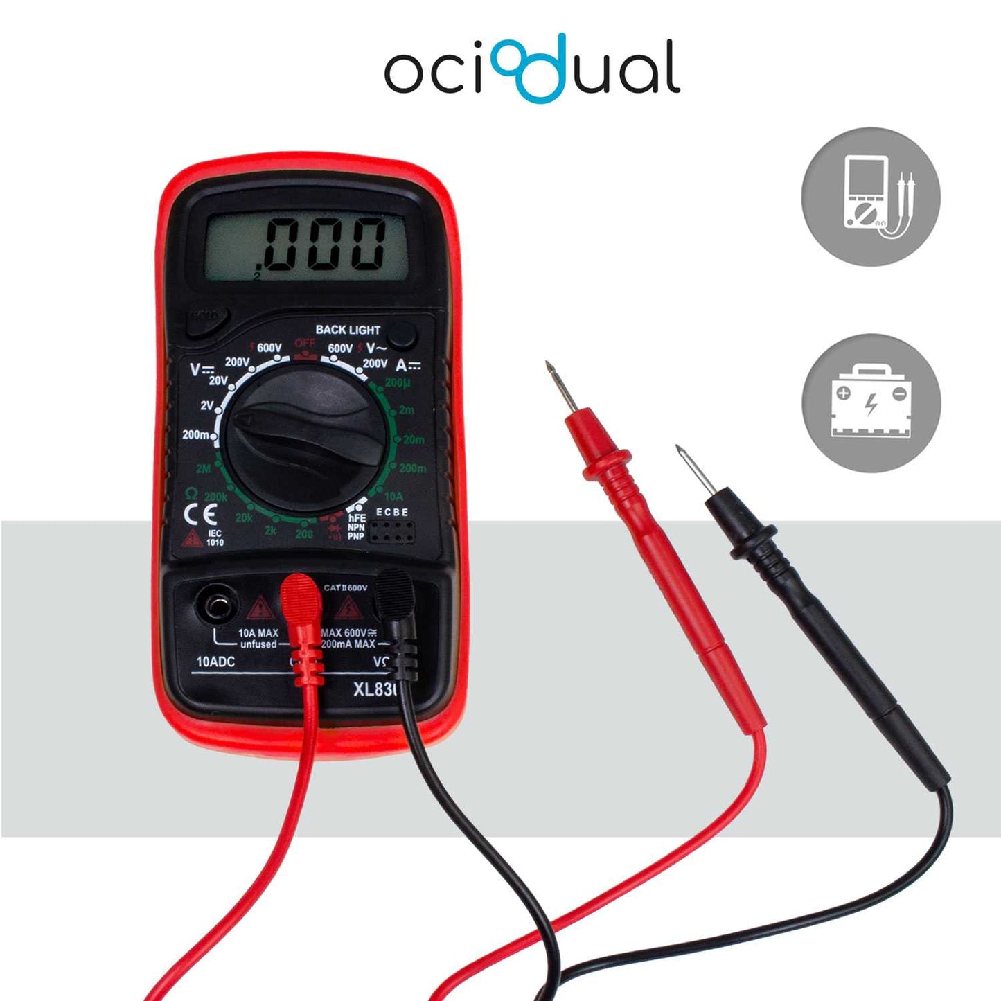 Polimetro Digital Multimetro Profesional Tester Voltimeter Medidor Tension AC DC Multimetro Voltimetro Medidor de Corriente con Pantalla Iluminada
