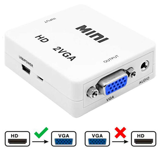 Adaptador de HDTV a VGA Convertidor Video Audio Digital Analogica 1080p Blanco para PC Ordenador Portatil Monitor TV HDTV Conversor HDTV2VGA Resolucion Full HD