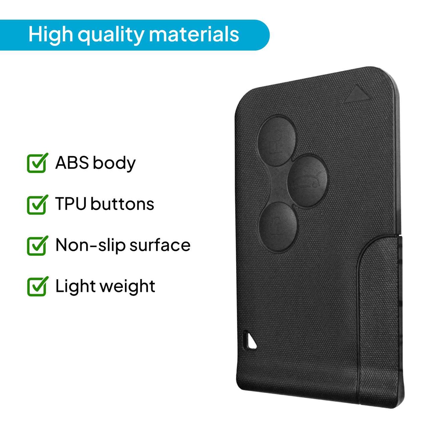 Carcasa Llave Coche Tarjeta Plana 3 Botones Sin Electrónica Negra Compatible con Renault Clio 3 Megane 2 Grand Scenic