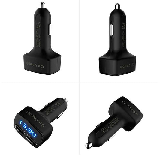 Cargador de Coche para Smartphone 2x USB Doble Mechero Amperimetro Voltimetro