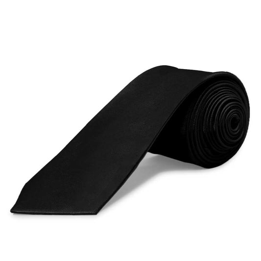 Corbata Estrecha Unisex sin Estampado Satinado para Celebraciones y Eventos 100% Poliéster Negro